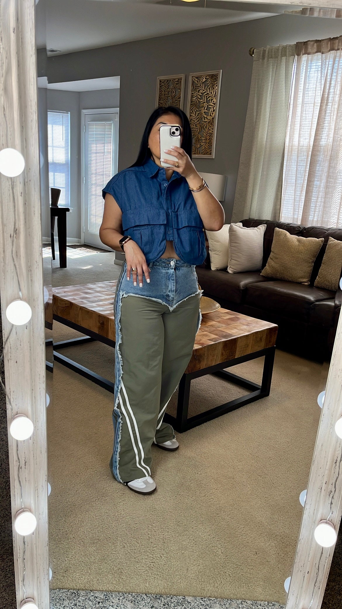 Pantalón Denim Bicolor