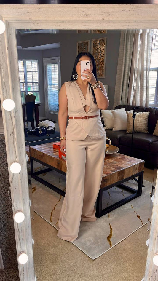 Set de Chaleco con Pequeño Escote