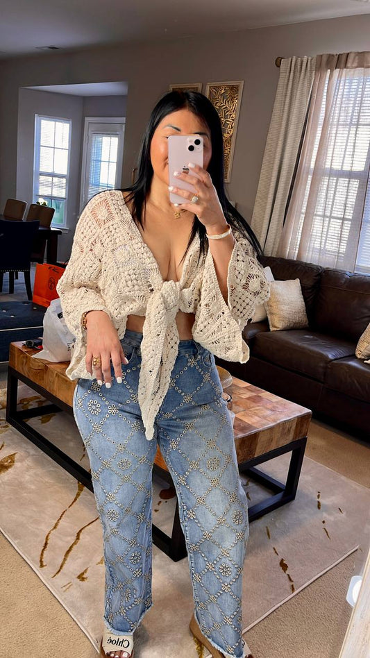 Pantalón Denim Bordado