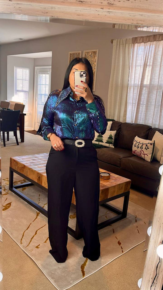 Blusa Eléctrica con Detalles de Piedras