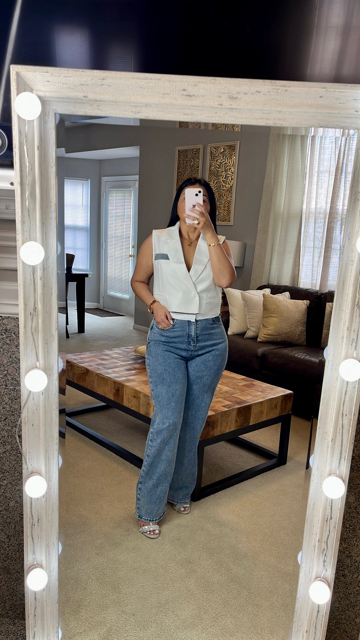 Pantalón Denim Pretina Blanca