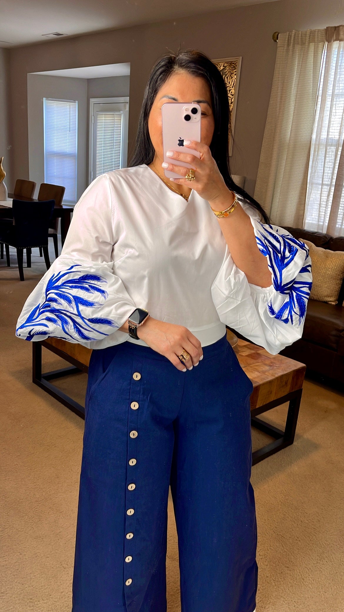 Blusa Bordada Azul