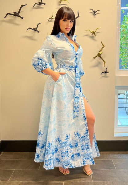 Vestido Flores Azul