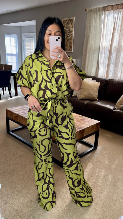 Set Floral Verde Olivo