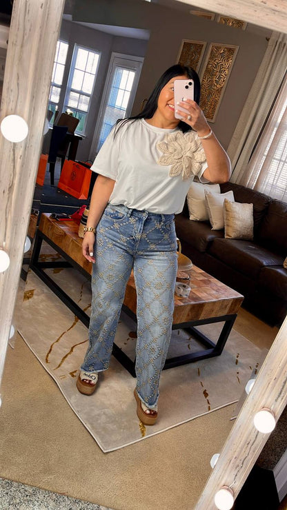 Pantalón Denim Bordado