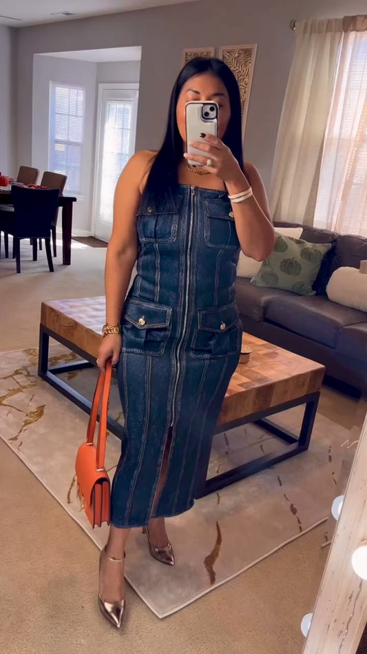 Vestido Straple Denim